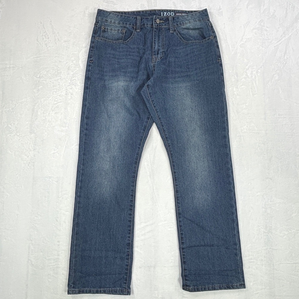 IZOD Comfort Stretch Relaxed Fit Jeans Mens 32x32 (Fits 32x30) Blue Denim